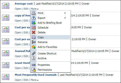 The copy report option.